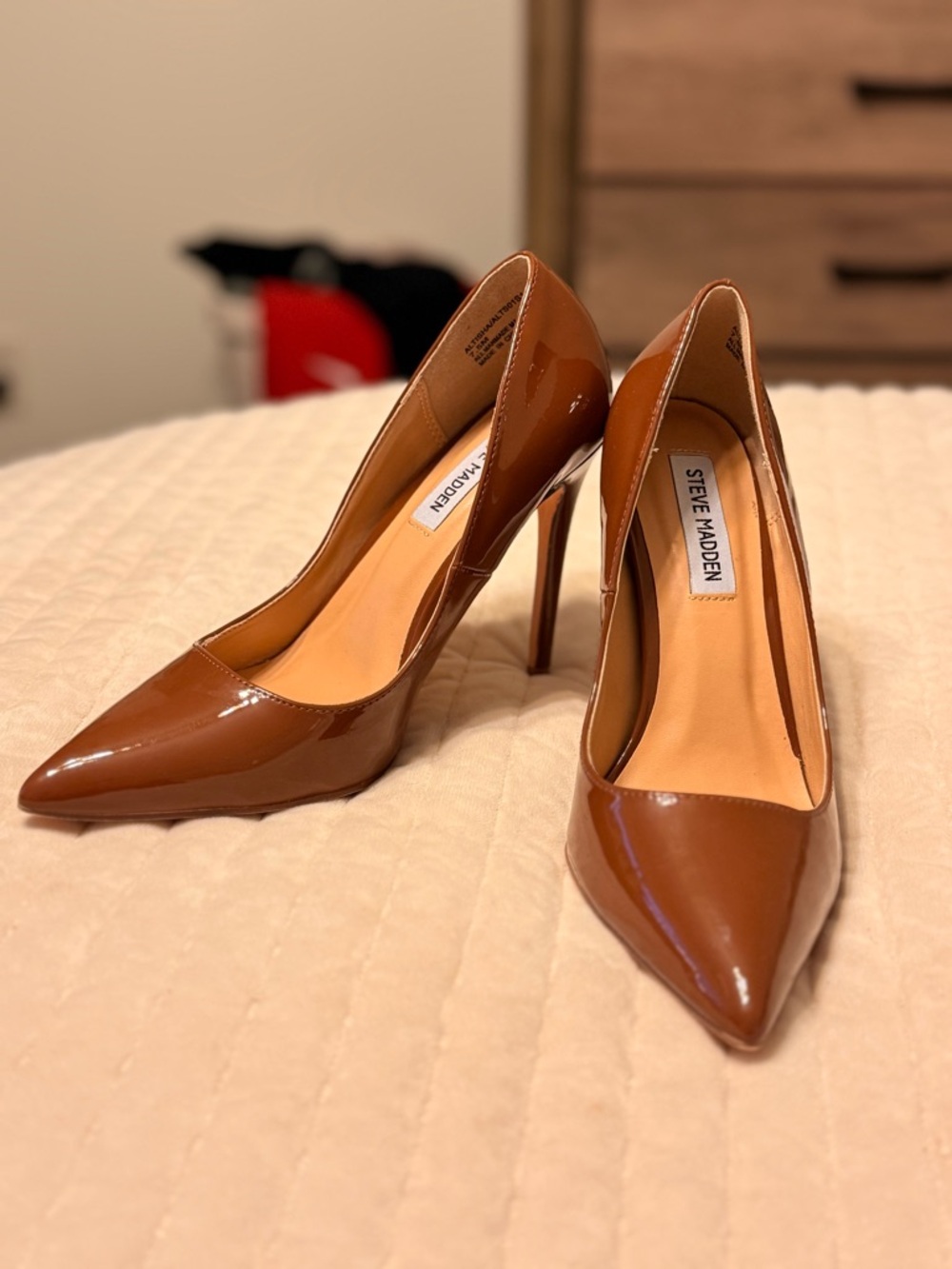 Steve Madden Brown Patent Pointed Toe Stiletto Heels
